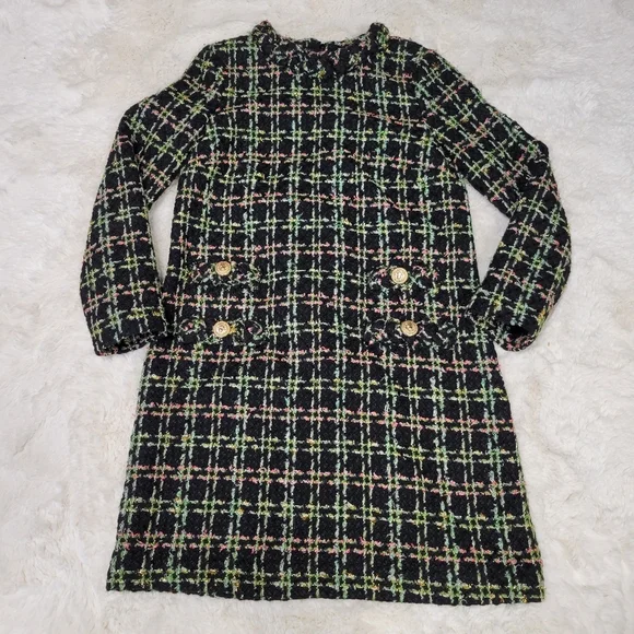 Tuckernuck Holly Tinsel Tweed Long Sleeve Jackie Dress Size XS Holiday G